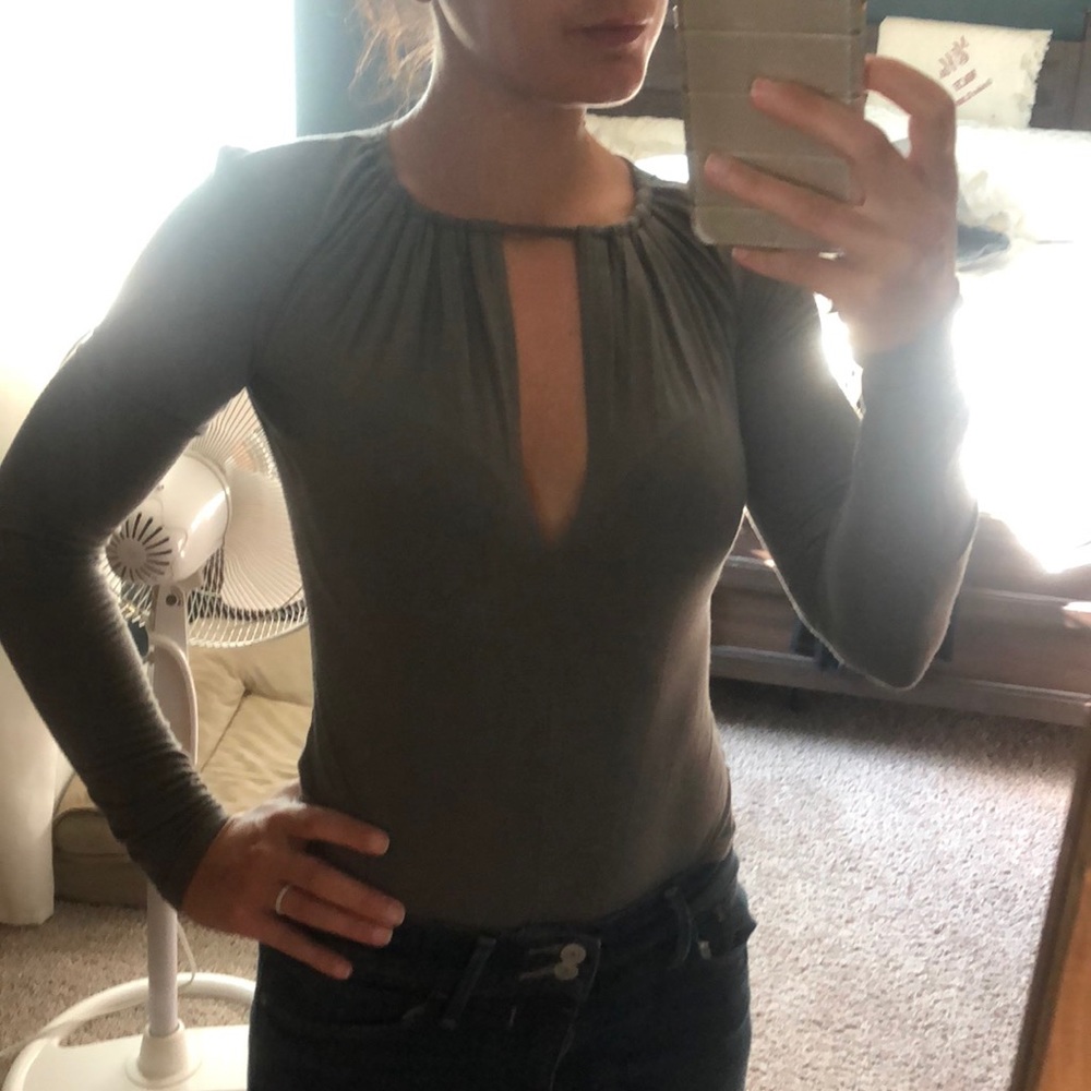 Olive green cut out bodysuit